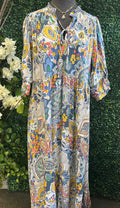 Print Midi Dress w/ Front Tie