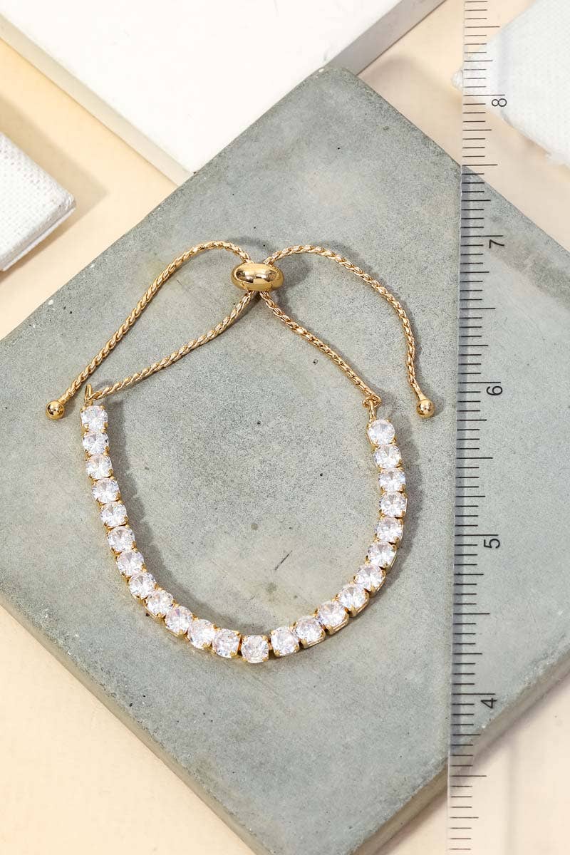 Pave Tennis Cz Adjustable Bracelet: S