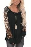 gray multi print long sleeve top