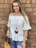 Ivory Off Shoulder Ruffle Top