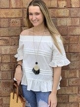 Ivory Off Shoulder Ruffle Top