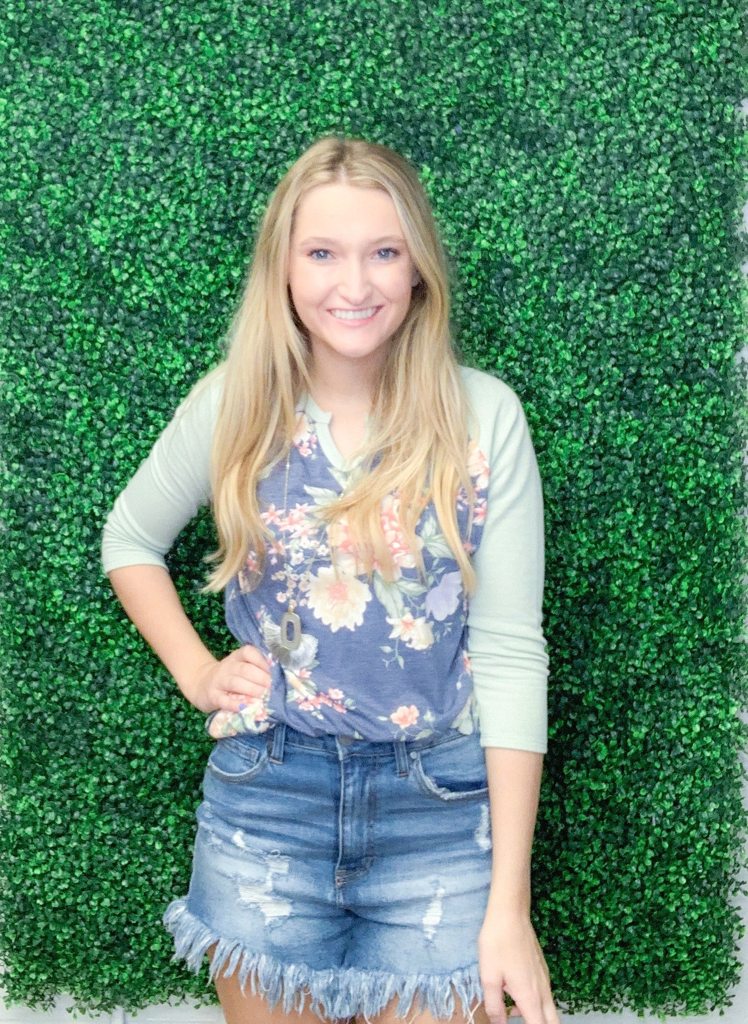 Sage Floral Top