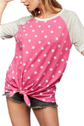 pink polka dot tie front top