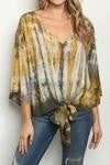 tie dye v neck tie waist top