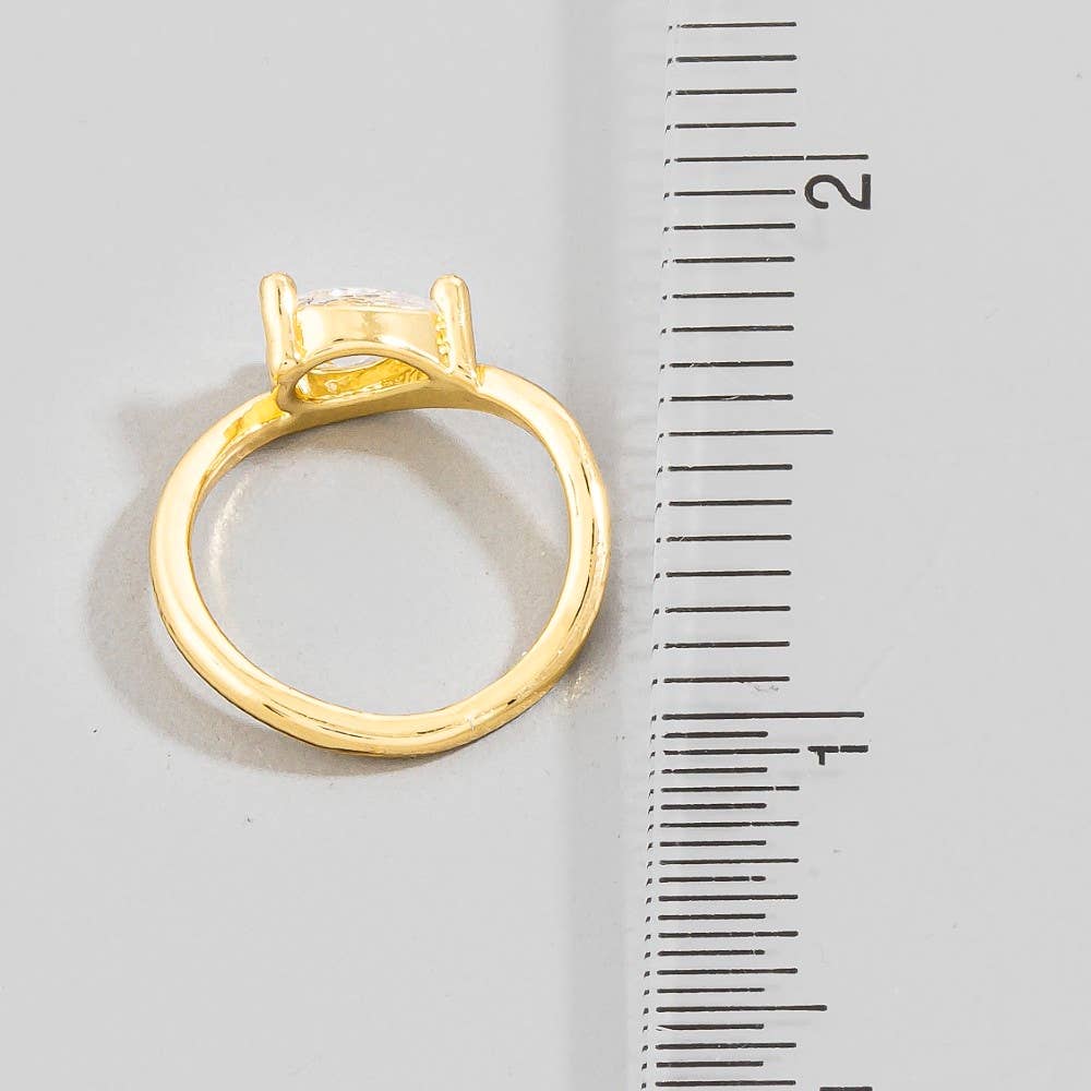 Gold Dipped Cz Pear Teardrop Wavy Pinky Ring: G