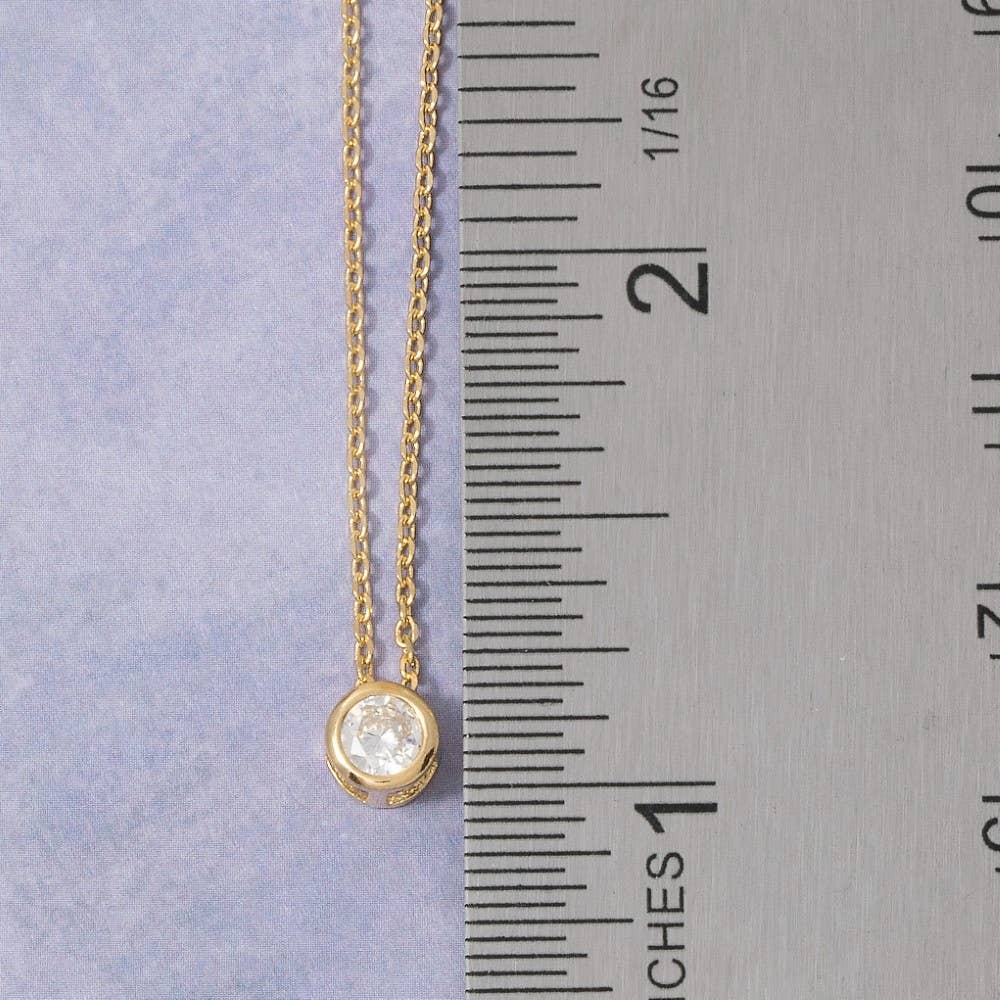 Round Cz Bezel Pendant Necklace: S