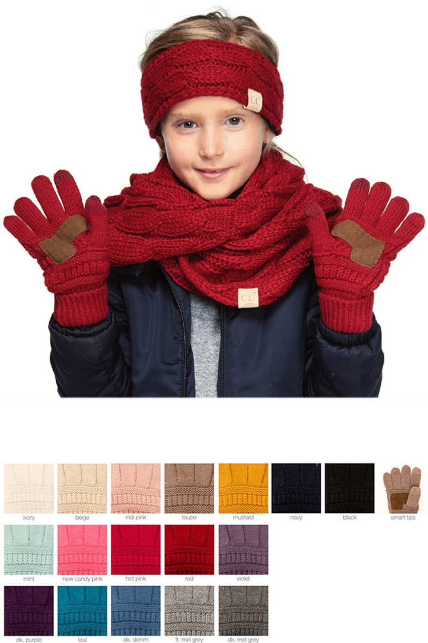 C.C Kids Knit Gloves: Beige