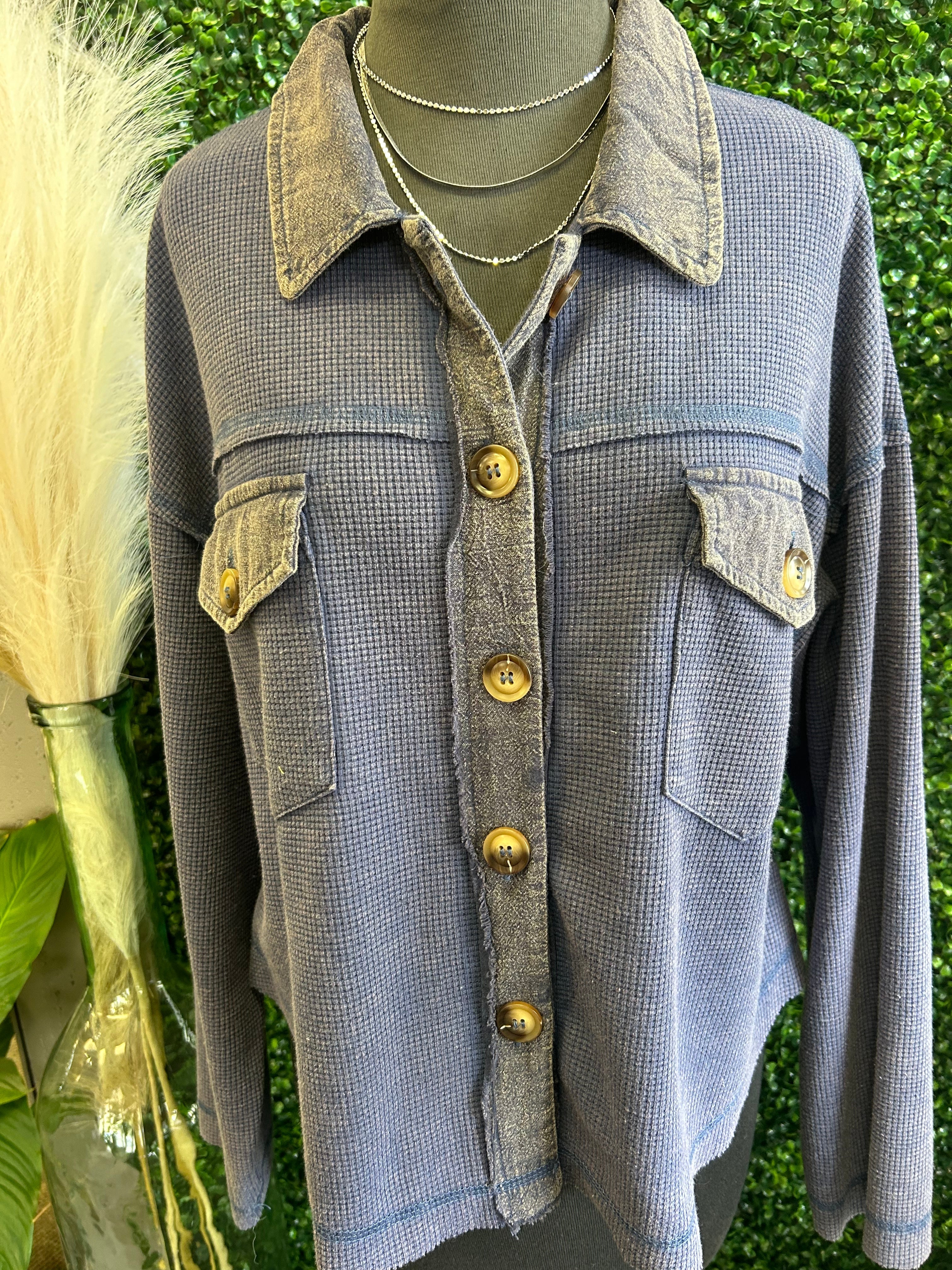 Washed Waffle Knit Shirt