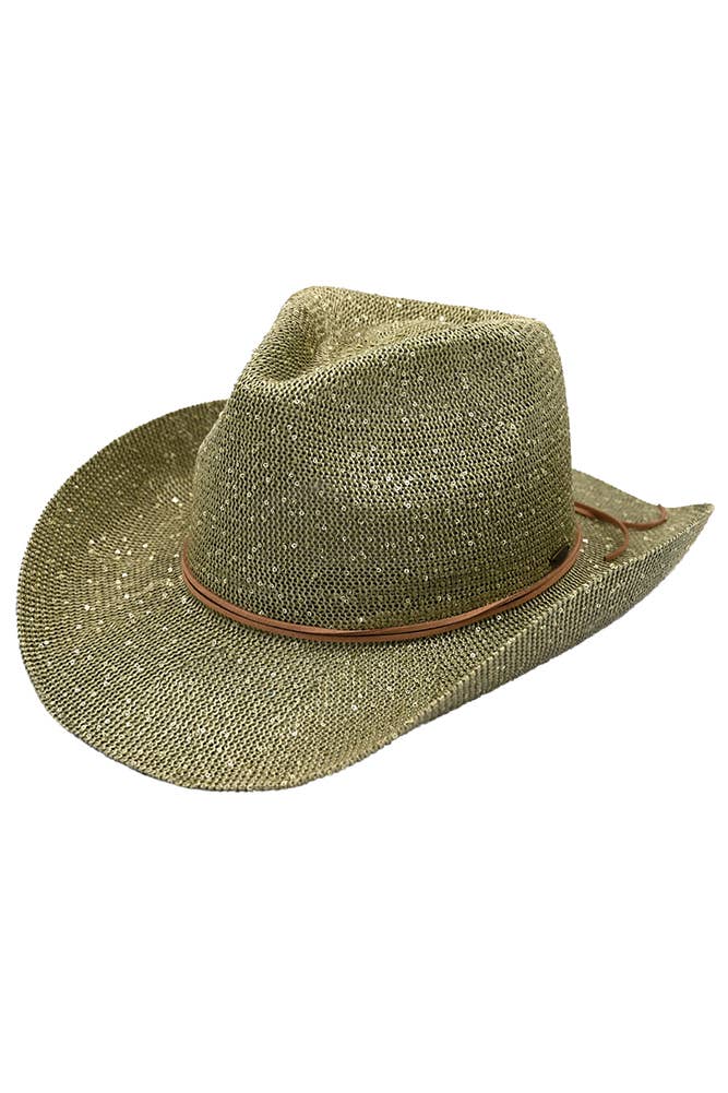 C.C Sequin Cowboy Hat: Gold