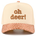 C.C OH DEER Letter Embroidered Two Tone Trucker Hat: Brown