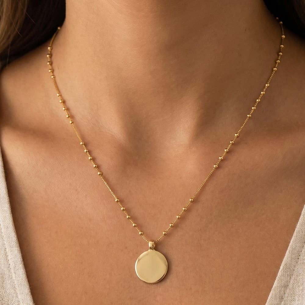 Gold Dipped Coin Pendant Chain Necklace: S