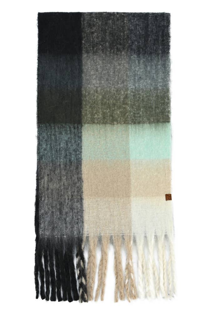 C.C Multi Color Block Plaid Check Pattern Woven Winter Scarf: 2