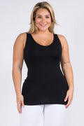 Reversible V or U Neckline Seamless Tank Plus Size: Black / Plus
