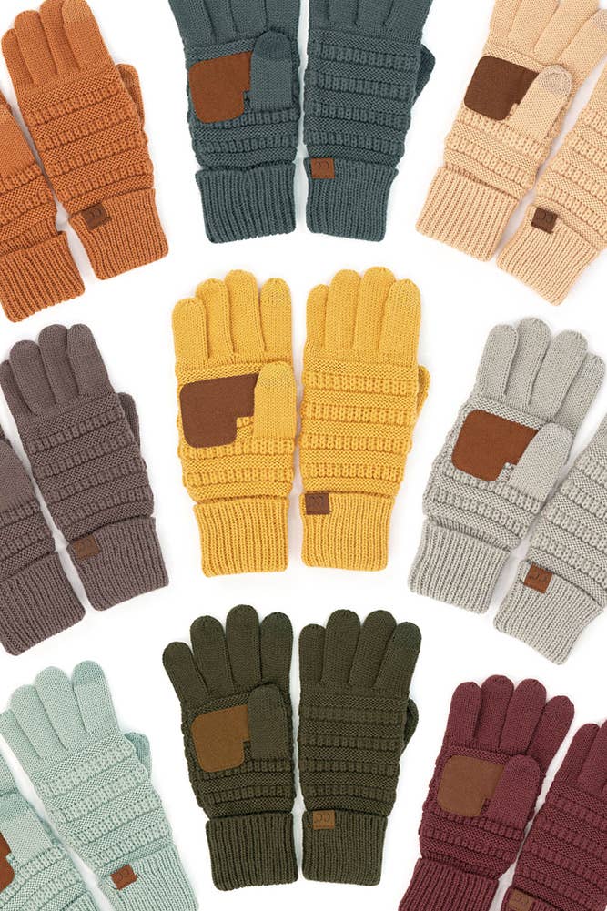 C.C Knitted Touch Screen Compatible Gloves: Cardinal