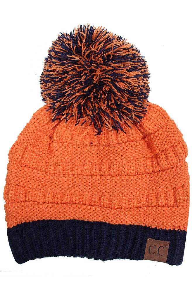 C.C Team College Color Game Day Beanie: 08. Orange/White