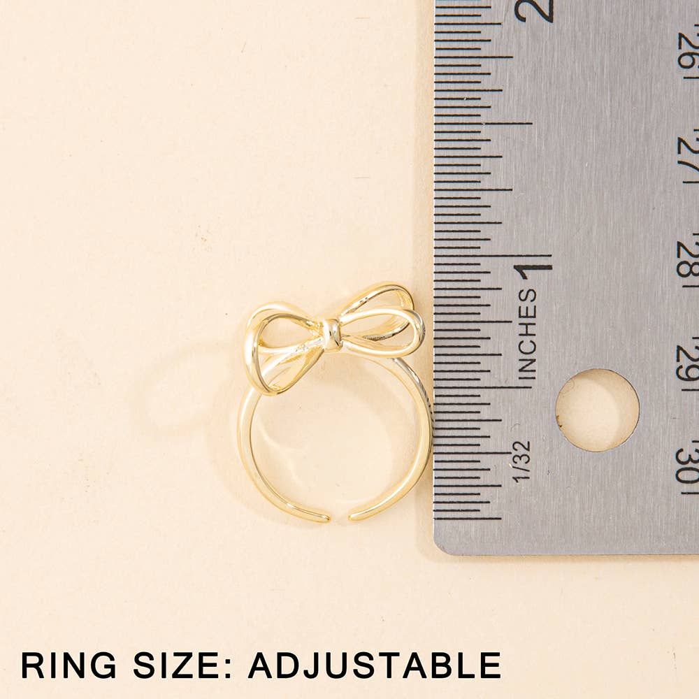 Polished Bow Open Adjustable Ring: G