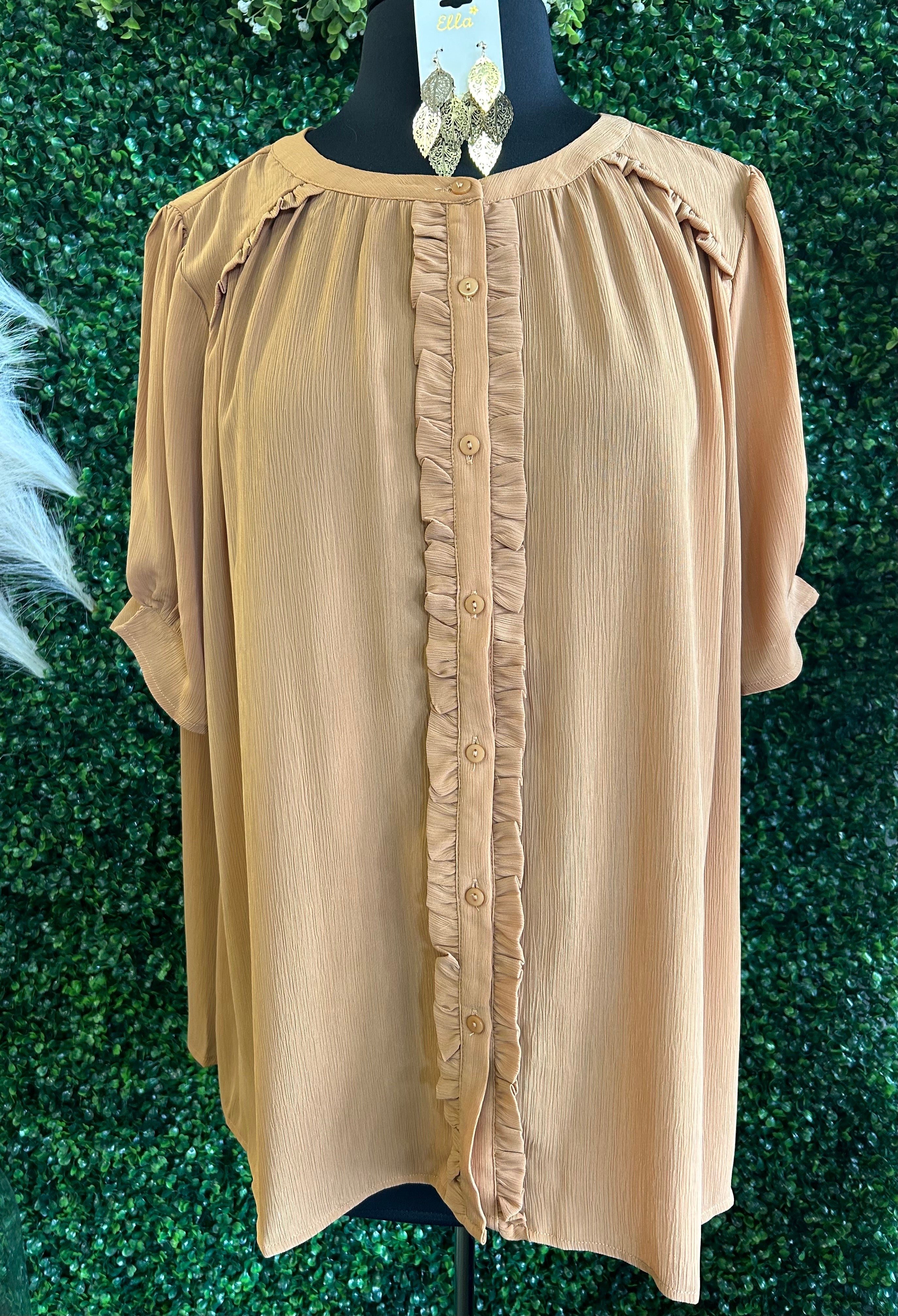 Ruffle Detail Puff Sleeve Blouse