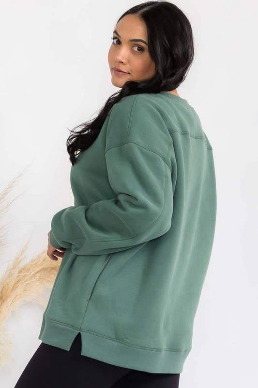 Women's Cozy Fleece Oversized Sweatshirt: Black / XXXL