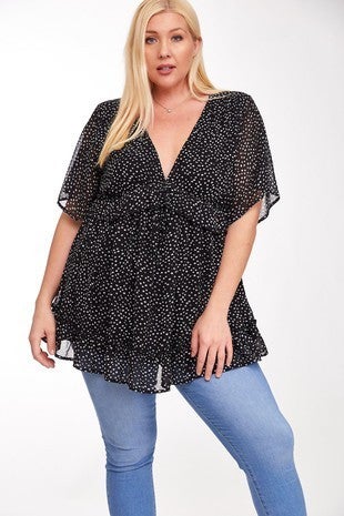 black polka for ruffle top