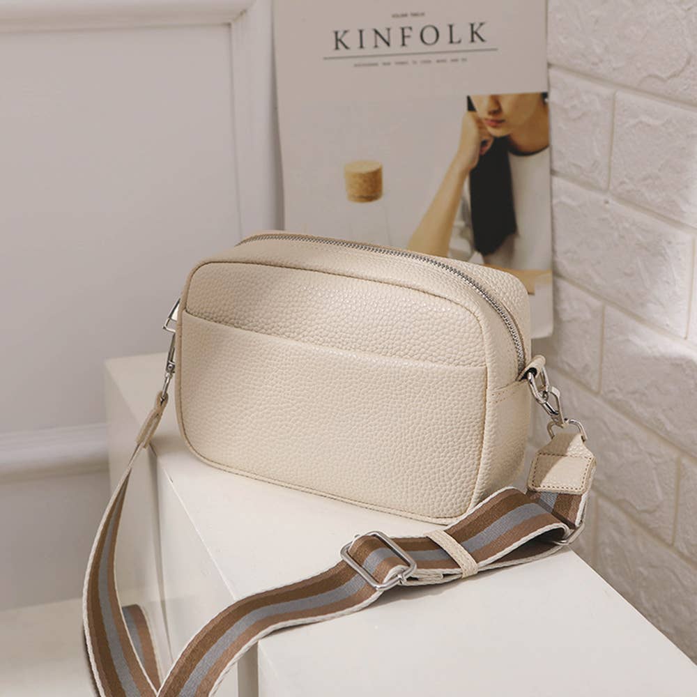 Solid Color PU Crossbody Bag For Women's Small Bag: Brown / Medium
