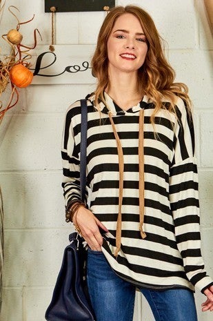 Black striped hoodie