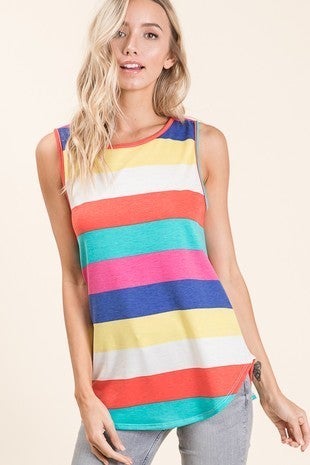 multi stripe sleeveless top