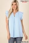 Solid ruffle sleeve top