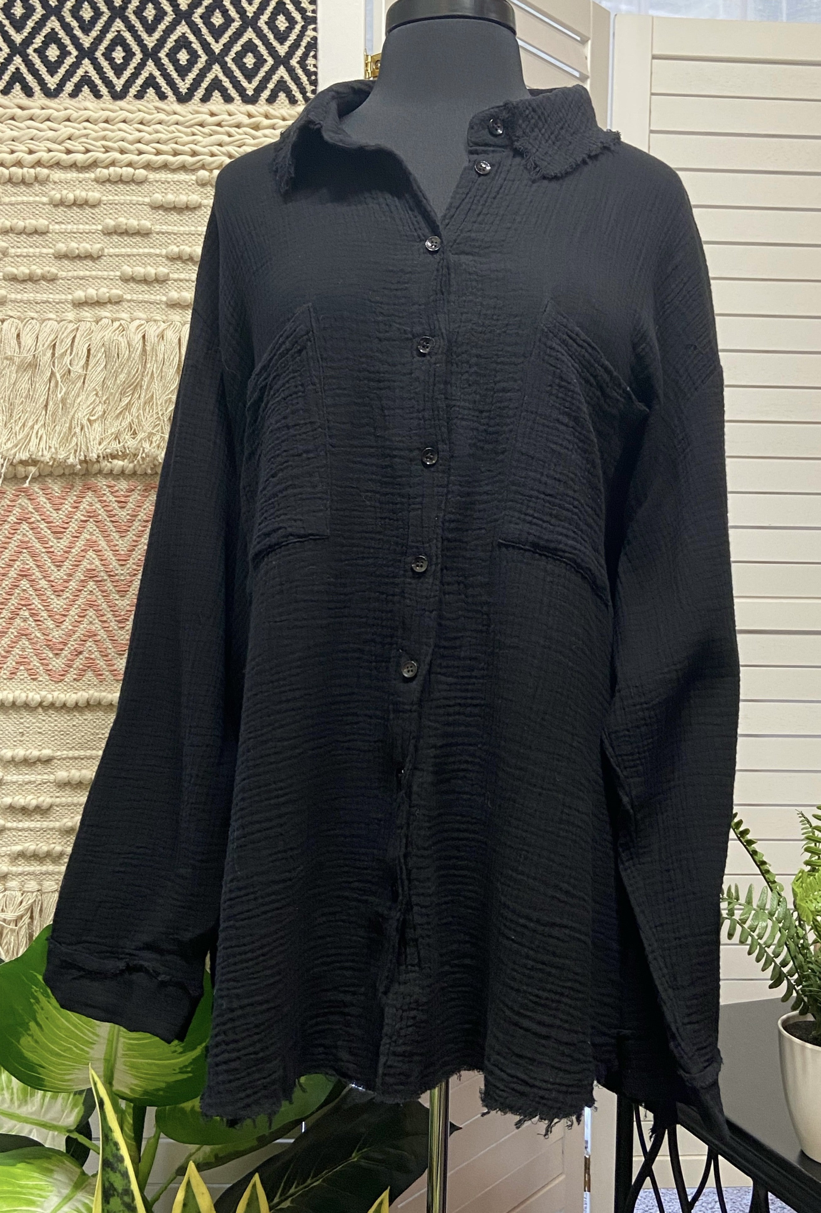 Button Down Gauze Top