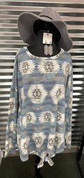 Denim Print Long Sleeve Top
