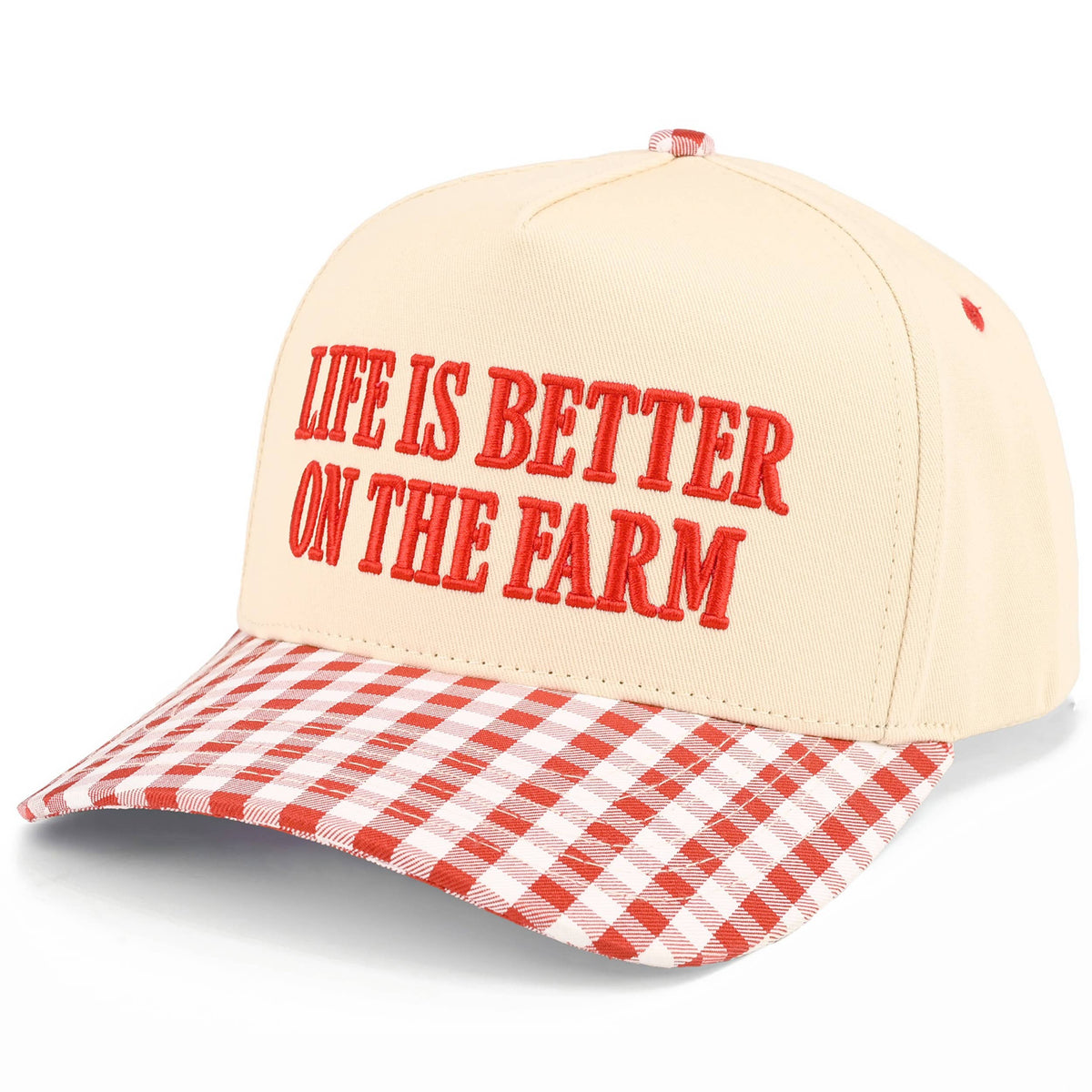 C.C LIFE IS BETTER ON THE FARM Letter Two Tone Trucker Hat: Brown/Brown