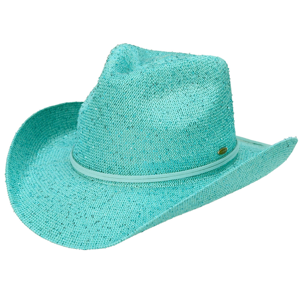 C.C Sequin Cowboy Hat: Beige