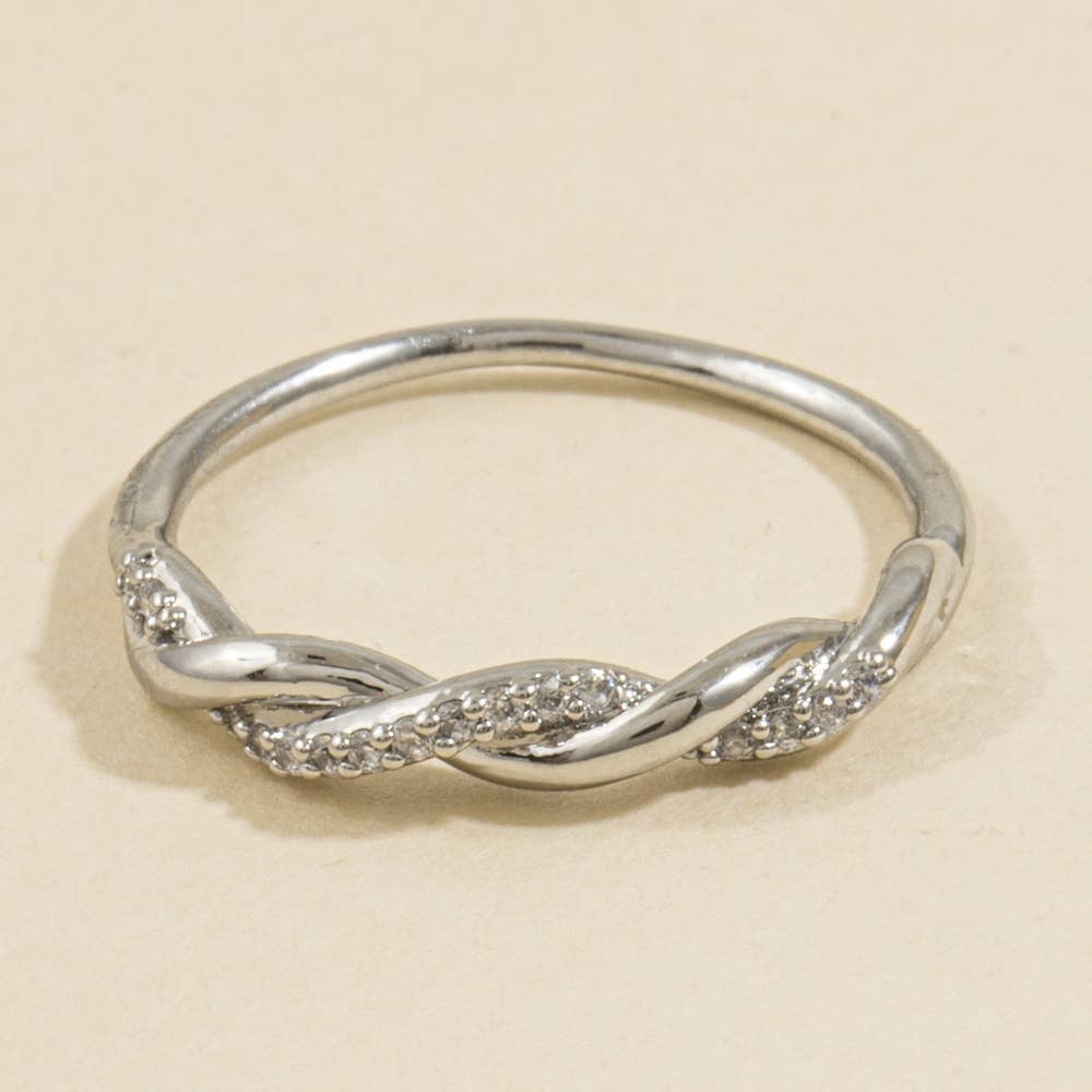 Twisted Pave Cz Band Ring: G