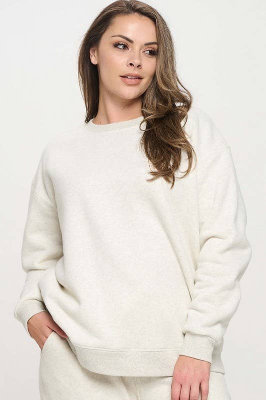 Women's Cozy Fleece Oversized Sweatshirt: Smokey Olive / XXL