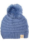 C.C Kids Solid Knit Pom Beanie: Denim