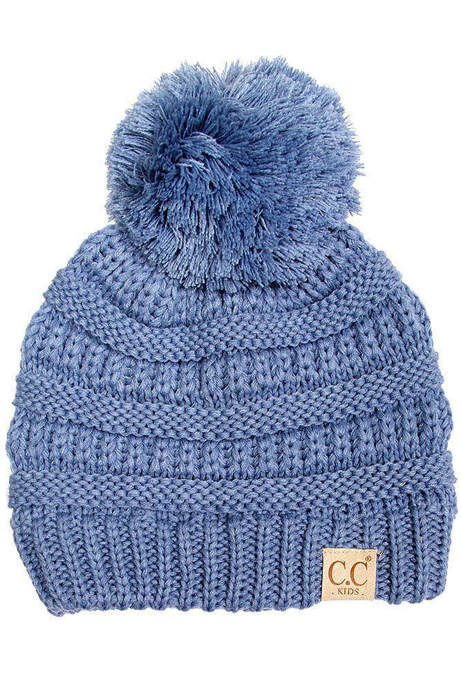 C.C Kids Solid Knit Pom Beanie: Indi Pink