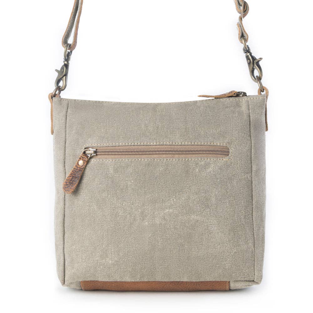 Damask Trail Vintage Crossbody Bag for Women in sage with print detail: Sage