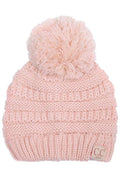 C.C Kids Solid Knit Pom Beanie: Indi Pink