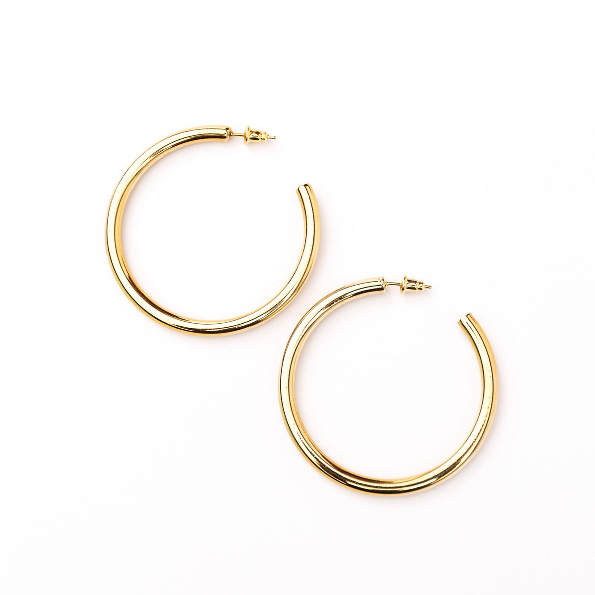 14K STAINLESS STEEL OPEN HOOP EARRINGS: Gold