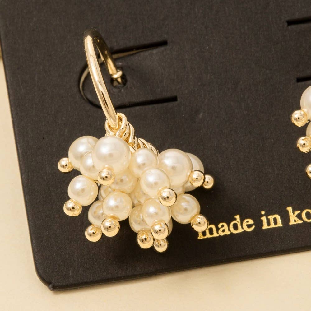 Pearl Beaded Fringe Drop Earrings: G