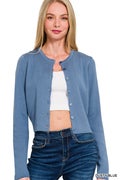 Cropped Simple Button Sweater