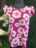 Ruffle Sleeve Floral Blouse