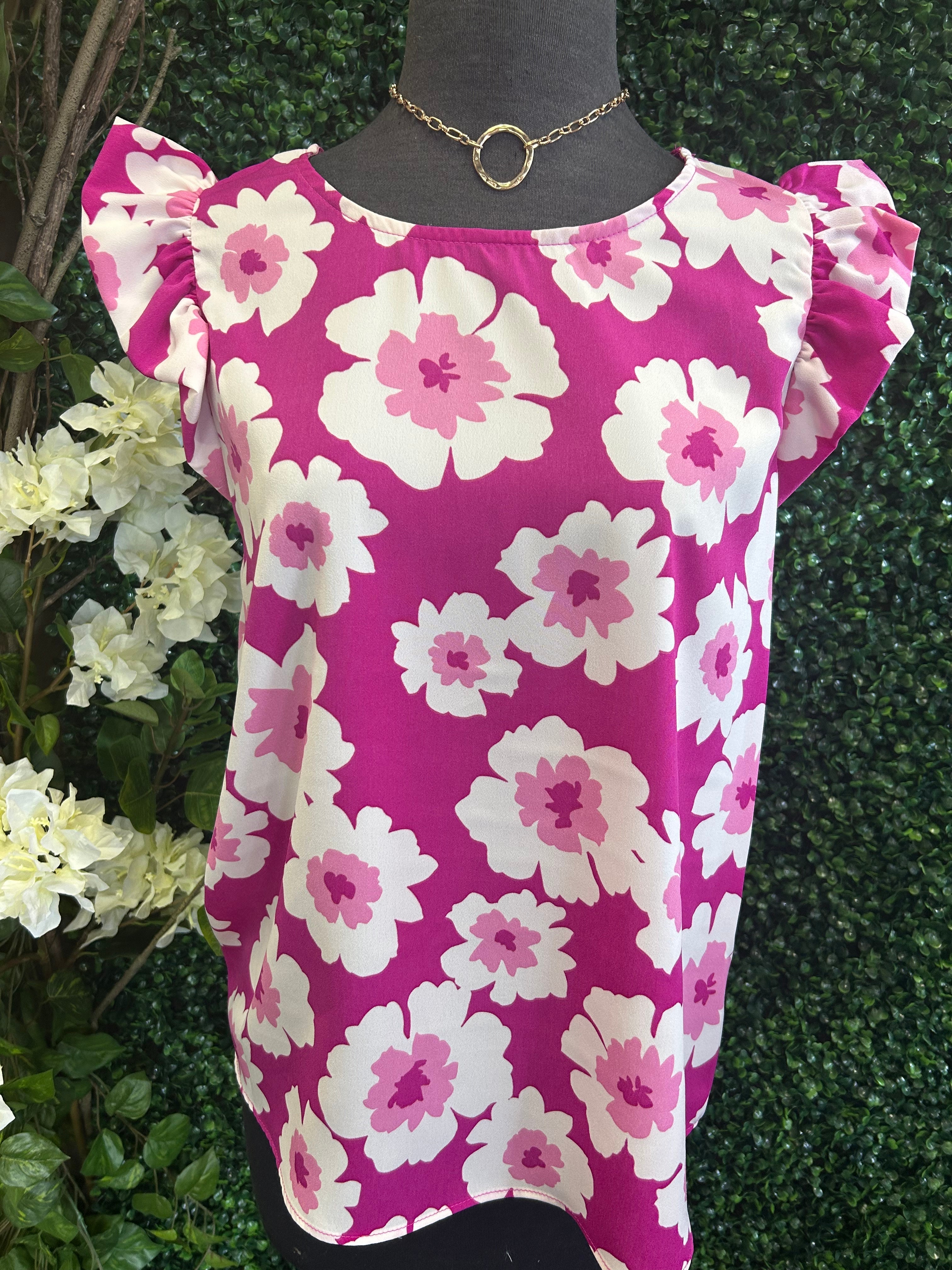 Ruffle Sleeve Floral Blouse
