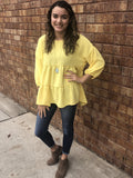 Flounce Tiered 3/4 sleeve top