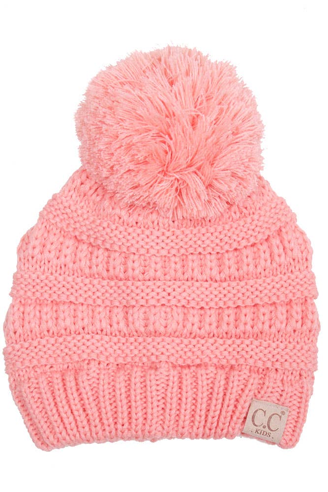 C.C Kids Solid Knit Pom Beanie: Mint