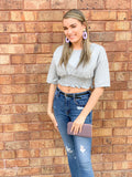Gray Smocking Waist Top