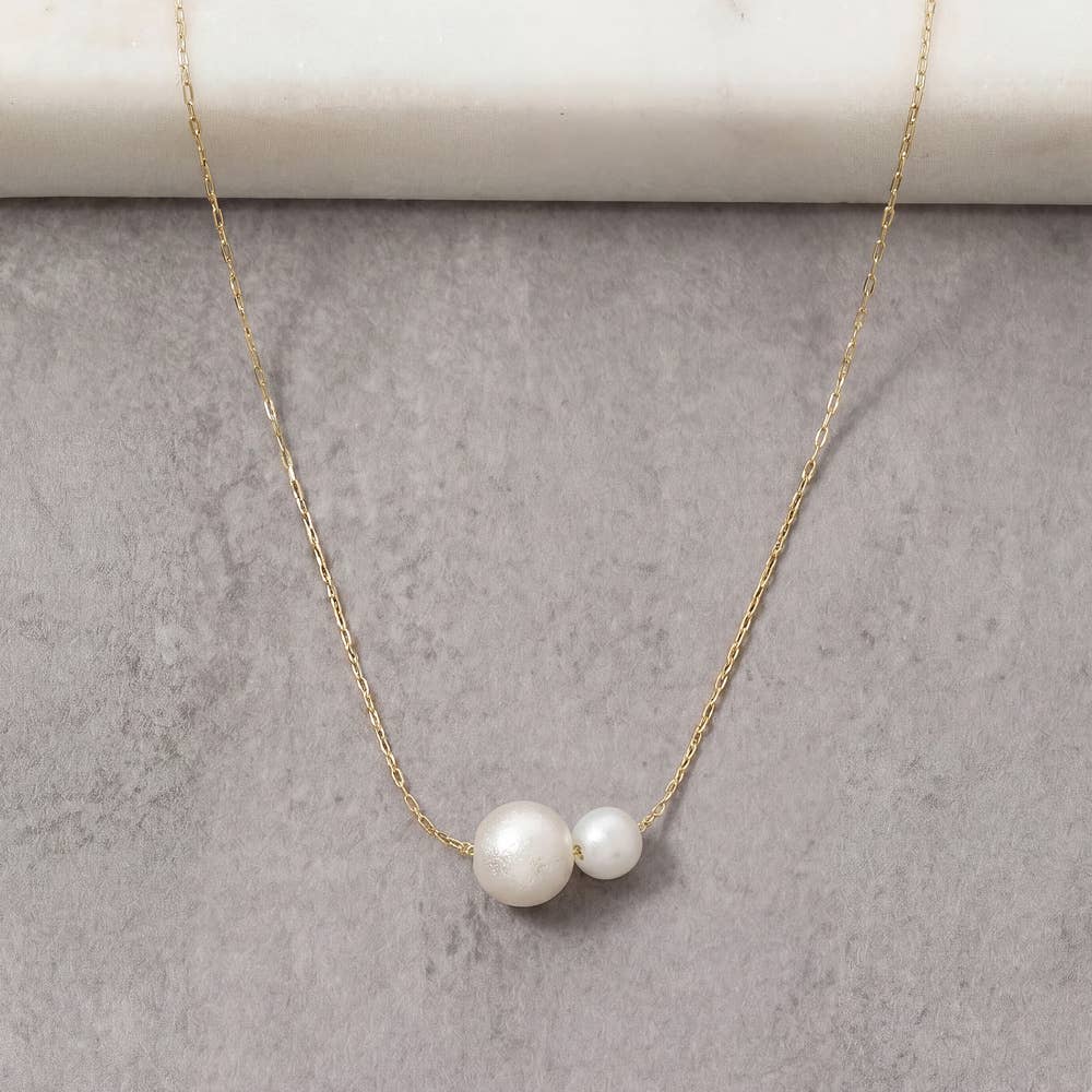 Floating Pearl Bead Dainty Chain Necklace: G