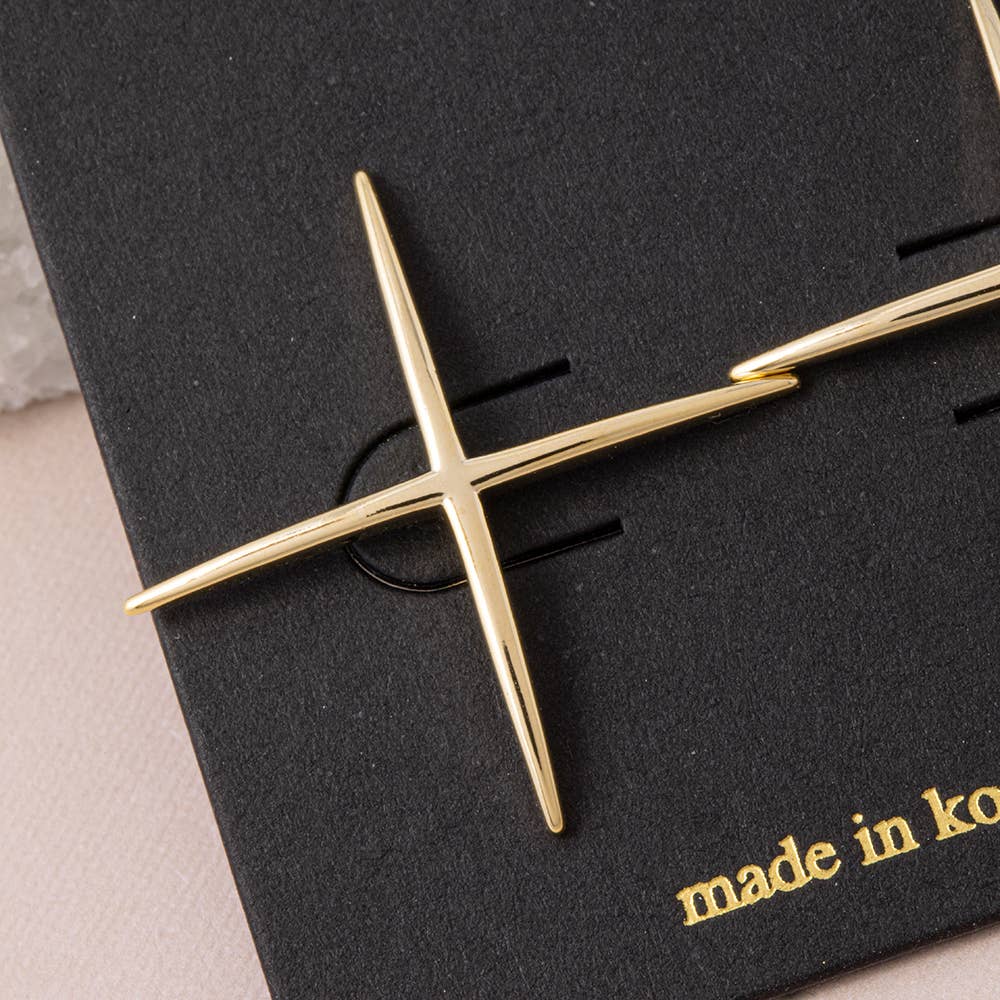 Slim Pointed Cross Stud Earrings: G