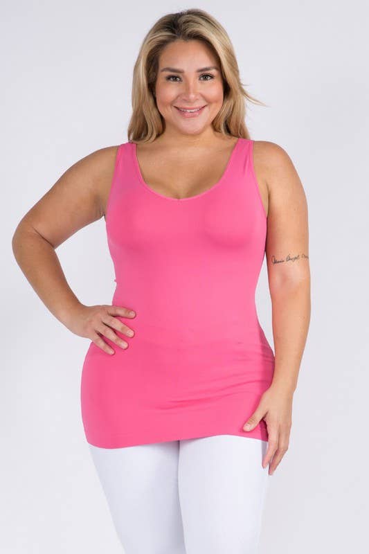 Reversible V or U Neckline Seamless Tank Plus Size: Black / Plus