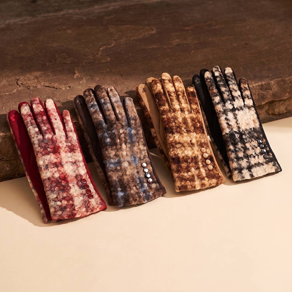 Boucle Plaid Touchscreen Gloves: TP