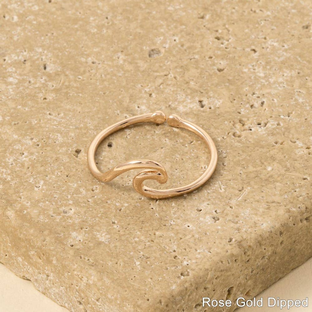 Gold Dipped Wave Cutout Adjustable Ring: G